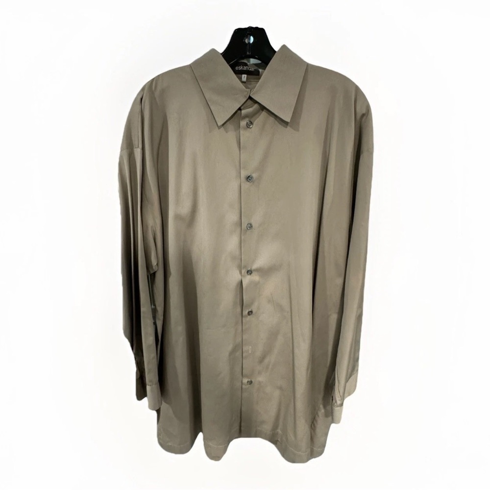 Eskandar Grey Cotton Collared Button Up Shirt Size 2